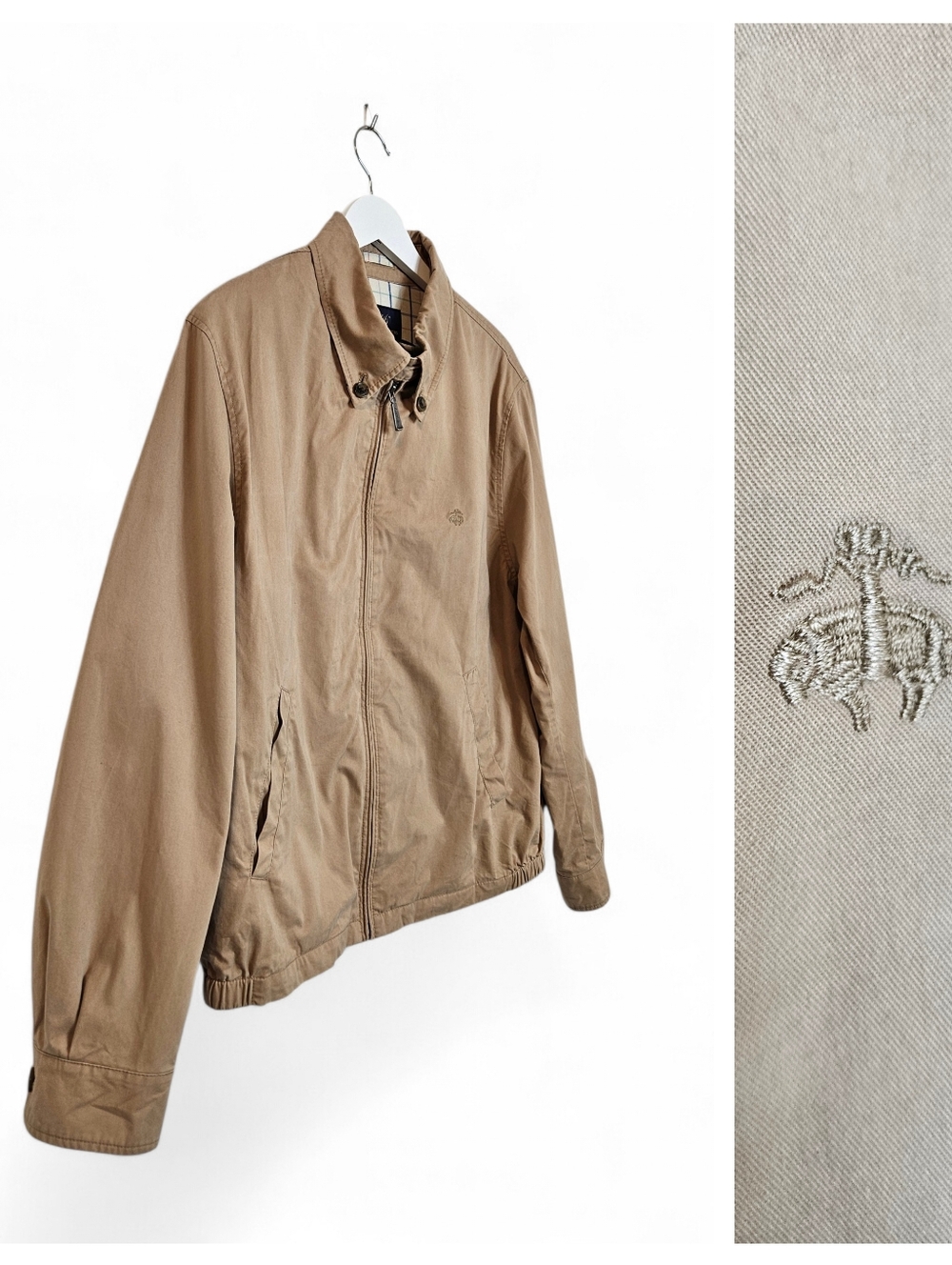 Brooks Brothers 346 Jacket Men L Harrington G9 Cotton Old Money Casual Tan Beige